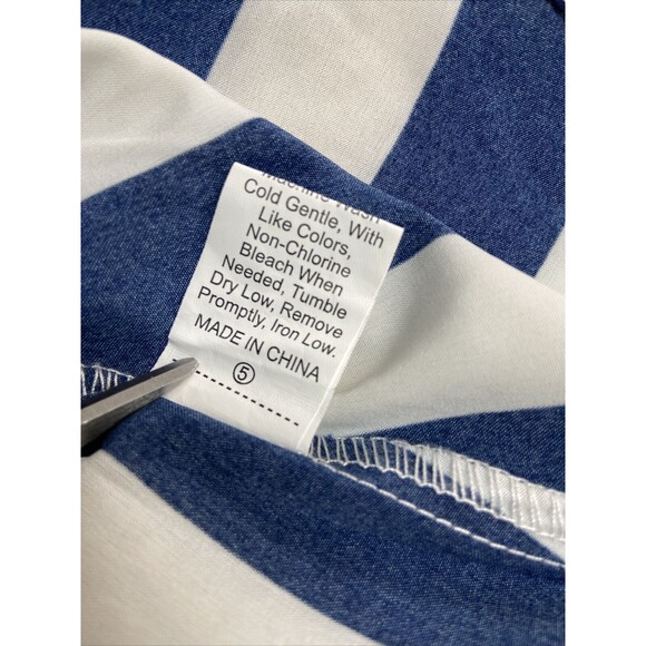 Shein Curve Striped Wrap Dress Womens Plus Size 3XL Blue White Striped Flutter - Picture 5 of 5